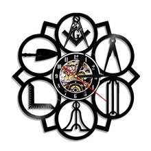 Настенные часы Masonic с бесплатным логотипом, изготовленные из виниловой пластины, часы, декоративные подвесные бесшумные Современные часы, домашний декор для комнаты 2024 - купить недорого