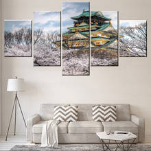 Modular Picture 5 Piece Spring Sakura Japan Osaka Castle Painting Modern Canvas Print Type Artwork Home Decor Living Room Wall 2024 - buy cheap