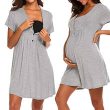 Женские платья для беременных и кормящих матерей ночные рубашки одежда для грудного вскармливания летнее платье с коротким рукавом для женщин 2021 халат для женщин 2024 - купить недорого
