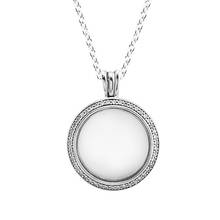 Clear CZ Medium Round Shape Floating Locket Necklaces for Women 925 Sterling Silver Necklaces DIY Jewelry Open Pendant Chain New 2024 - buy cheap