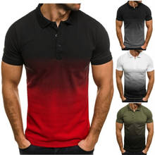 Summer Casual Exercise Polo Shirt Men's Color Gradient Shirt Slim Short Sleeve Comfortable Breathable Male Thin For Tops Tees 2024 - buy cheap