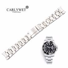 Carlywet 20 21mm prata escovado 316l sólido pulseira de relógio aço inoxidável correia pulseiras para rolex submariner 2024 - compre barato