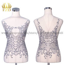 FZD 1 Set Handmade Beads front&back Rhinestone Bodice Patches for Wedding Dress Evening dress DIY Bridal Decoration 2024 - buy cheap