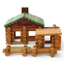 Casa de brinquedo infantil de madeira lincoln, blocos de construção de blocos de montar floresta, conjunto de troncos de madeira para crianças, fazenda e loja, brinquedo de casa de construção de madeira 2024 - compre barato