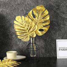 20PCS Golden Fake Leaf Artificial Tropical Palm Leaves DIY Plant Home Party Wedding Table Desk Decoration Supplies 2024 - buy cheap