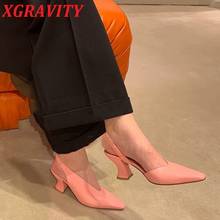 XGRAVITY  2021 New Summer Shoes Abnormal Female Design Pointed Toe Pumps Sexy Night Club Shoes Fashion Ladies Sandals Party B104 2024 - buy cheap