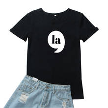Camiseta la graphic feminina engraçada comprida padrão, camiseta feminina solta casual roupa vintage 2024 - compre barato