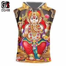 OGKB Hindu Ganesha Hooded Tank Top 3D Printed God Of Wisdom Ganesha Vest Men Women Sleeveless Hip Hop Plus Size Fitness Vest 2024 - buy cheap