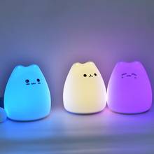 Pat Lights Night Light Cat Silicone Night Lights Touch Sensor Bedroom Bedside Lamp Holiday Gift Toy Lights Soft Silicone Lamps 2024 - buy cheap