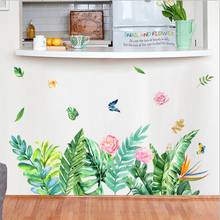 Adesivo de parede borboleta e flores, arte de decoração para sala de estar, quarto, fundo de tv, decalques para parede 2024 - compre barato