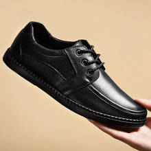 Zapatos de cuero para hombre, mocasines formales de negocios, color negro 2024 - compra barato