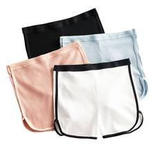 Japanese Women Skinny Safety Shorts Thread Ribbed Knit Sleep Lounge soft Sports Pants Mid Rise Side Slit Solid Color Underpants 2024 - buy cheap