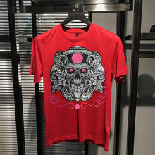 Camiseta de verano para hombre, diseño de calavera con personalidad, perforación en caliente, Manga corta exagerada, súper buena calidad 2024 - compra barato