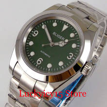 BLIGER Green /Blue 39mm Polished Automatic Men Watch 24 Jewels NH35ABrushed Band Screwdown Crown Flat Sapphire Crystal 2024 - buy cheap