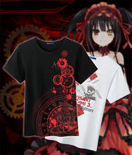 Camiseta de algodão para cosplay do anime date a live, camiseta e presente de natal para homens, tokisaki kurumi yatogami tohka 2024 - compre barato