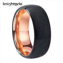 2 cores de carboneto de tungstênio anel de casamento rosa de ouro para dentro para homens mulher noivado preto cúpula acabamento escovado conforto ajuste 2024 - compre barato