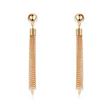 2019 New Fashion Women Gold Streamlined Tassel Long Drop Dangle Earrings Girl Charm Crystal Jewelry Pendant for Women 2024 - buy cheap