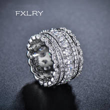 FXLRY nueva personalidad Color blanco embutido cúbico Zircon anillos de dedo ancho para las mujeres de moda accesorios de joyería de boda 2024 - compra barato