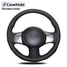 Handsewing Black Genuine Leather Steering Wheel Covers For Nissan March Sunny Versa 2013 Almera 2024 - buy cheap