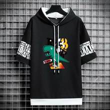 Hip Hop Men's Hoodies Fashion Streetwear Half Sleeve Hooded Sweatshirts Men Casual Harajuku Trend Prints Men Clothing Hoodies 2024 - buy cheap