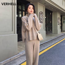 VERHELLEN Tracksuit Women 2020 Autumn Women Long Sleeve Turtleneck Knitt Sweatshirts+Pant Sets Casual Female 2 Piece Set Winter 2024 - buy cheap