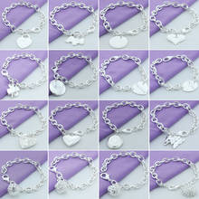 LEKANI 2020 New Classic Chain Link Bracelet for Women Men 925 Silver Round Heart Bracelet Fine Jewelry Wholesale 2024 - buy cheap