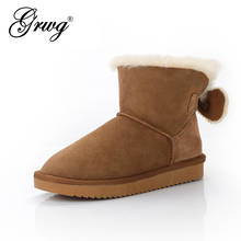 Top Quality New Winter Women Boots Fashion Genuine Sheepskin Leather Snow Boots 100% Natural Fur Woman Warm Ankle Shoes 2024 - buy cheap