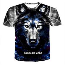 Camiseta de gran tamaño para hombre, camisa con estampado 3D de Lobo y Animal, divertida, de manga corta, de verano, novedad de 2020 2024 - compra barato