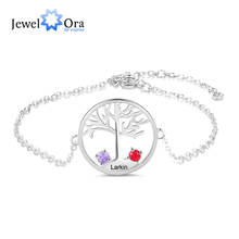 Personalizado árvore da vida gravado pulseira com 2 birthstones personalizar nome corrente pulseiras para acessórios femininos jóias presente 2024 - compre barato