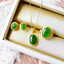 Meibapj-conjunto de joias simples de jade, peças de prata esterlina 925, feitas em 3 peças, peças finas para mulheres 2024 - compre barato