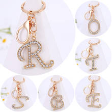 26 Letter Keychain Luxury Rhinestones Gold Color Metal Key Chains for Car Keys Handwriting Letter Style Bag Pendant DIY Name 2024 - buy cheap