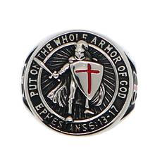 Unisex 316L Stainless Steel Saint Paul Ephesians "Put On The Whole Armor Of God" Cross Knight Protect Ring Newest 2024 - buy cheap