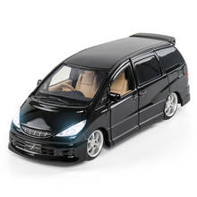 Carrinho de brinquedo diecast para crianças, 1:32, modelo de carro de liga metálica, estima mpv, som e luz, portas do carro, abertas para crianças, presentes, brinquedos 2024 - compre barato