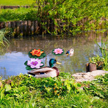 Plantas de decoración de estanque, flores de loto flotantes artificiales reutilizables, estanque de agua de espuma, hoja de loto falsa, almohadilla de lirio flotante para piscina y hogar 2024 - compra barato