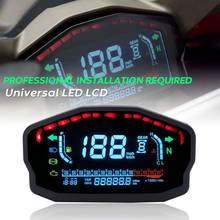 Универсальный одометр для мотоцикла Honda Ducati Kawasaki Suzuki 1,2,4 цилиндра, ЖК-дисплей, спидометр, цифровая подсветка 2024 - купить недорого
