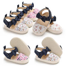 Lovely Flower Print Bow Canvas baby Shoes summer soft sole first walkers party princess girl shoe 2024 - buy cheap