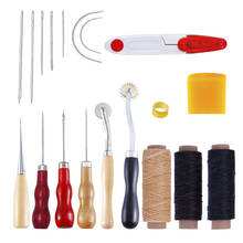 19pc leather Sewing Needles Stitching Needle Set Thread Thimbles Hand Sewing Tool knitting crochet needles DIY Craft Handle Tool 2024 - buy cheap