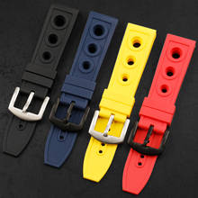 TOTOY Malaysia Rubber Watchbands, 22MM*20MM Dustproof Men's Watchbands, Blue Black Yellow Red Rubber Strap 22MM 2024 - buy cheap