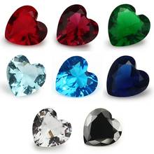 Стеклянный камень в форме сердца, размер 3x3 ~ 12x12 мм, белый, зеленый, синий, красный стеклянные бусины, синтетический камень 2024 - купить недорого