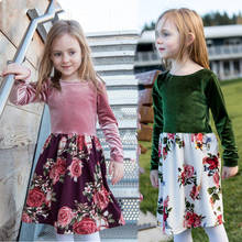 Autumn And Spring Dress Toddler Girls Clothes Velvet Dresses Long Sleeves Floral Princess Dress Clothes 2024 - buy cheap