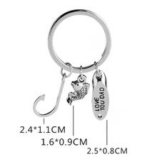 Llavero con diseño de anzuelo de pez para hombre y mujer, accesorio para llaves con letras Love You Daddy For Dad, regalo para el Día del Padre, joyería hecha a mano, 1 unidad 2024 - compra barato