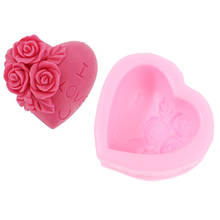 Molde de silicona con forma de flor y corazón de amor 3D, herramientas para hornear pasteles, galletas, Chocolate, jabón, decoración 2024 - compra barato