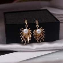 New Simulated Pearl Stud Earrings Fashion Long  Gold Statement Earring for Womenn Party Wedding Fashion Female Jewelry Gift 2024 - buy cheap