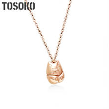 TOSOKO-collar de gato de oro rosa de acero inoxidable, joyería, cadena de clavícula, fundición de Chinchilla, BSP083 2024 - compra barato