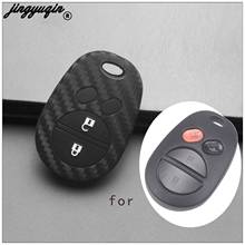 Jingyuqin-Funda de silicona para la llave del coche, cubierta Fob de fibra de carbono para Toyota Sienna, Tundra, soporte de lentejuelas, cubierta protectora para llavero 2024 - compra barato