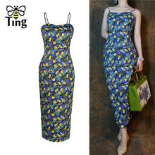 Tingfly-vestido de festa luxuoso estampado vintage, peça feminina elegante, sem mangas, midi, longo, moda verão 2024 - compre barato