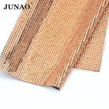 JUNAO 24x40cm Brown Square Glass Decoration Rhinestone Mesh Trim Crystal Fabric Sheet Hot Fix Ribbon Iron On Appliques for Dress 2024 - buy cheap