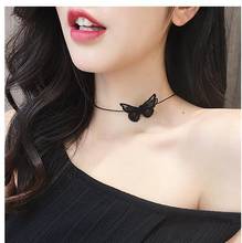 Nueva moda coreana tridimensional calado de encaje de mariposa Collar de cuero de insectos cuerda clavícula cadena Collar al por mayor 2024 - compra barato