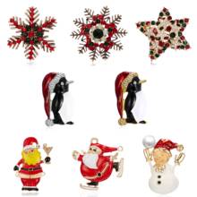 Christmas Brooches Pins Cute Santa Claus Snowman Snowflake Penguin Candy Enamel Pin Badges Brooch For Women Gift 2024 - buy cheap