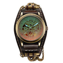 Moda steampunk relógios masculinos relógios do vintage relógio de pulso mecânico automático bronze esqueleto relógios homem do esporte relógio 2024 - compre barato
